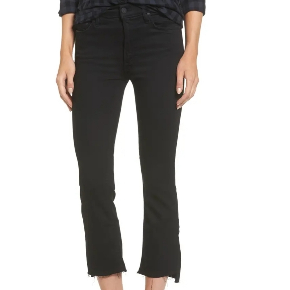 Black MOTHER frayed Hem denim